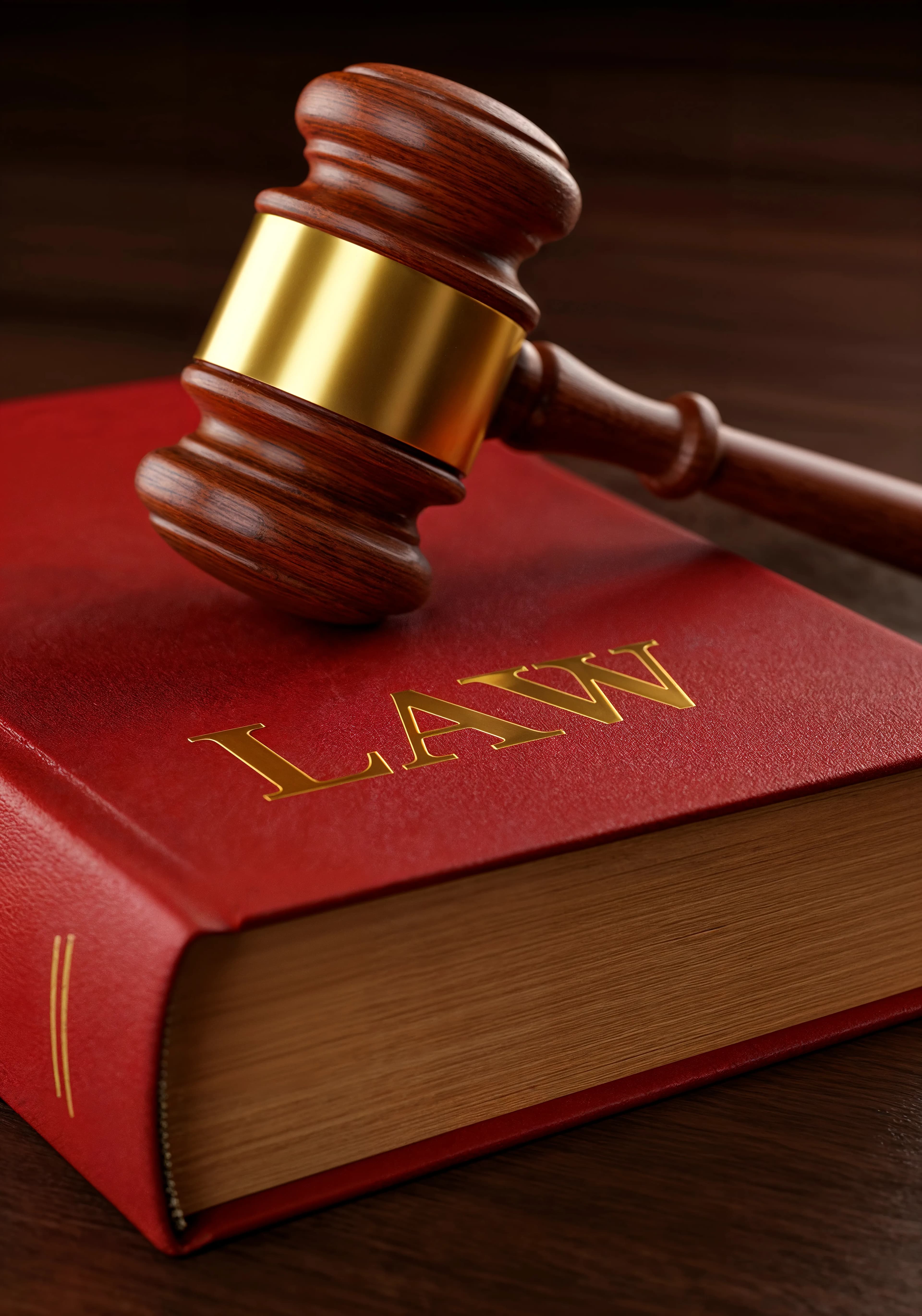 A gavel resting on a law book